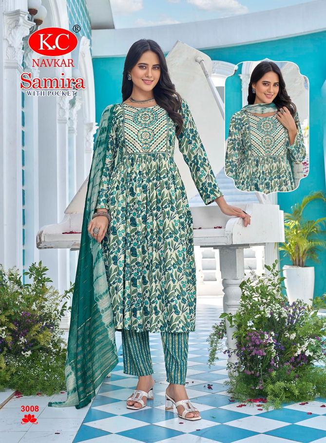 Samira 3 By Kc Capsul Foil Printed Kurti With Bottom Dupatta Wholesale Price In Surat
